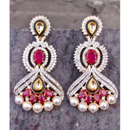 Multigemstone Kundan Ruby Earrings